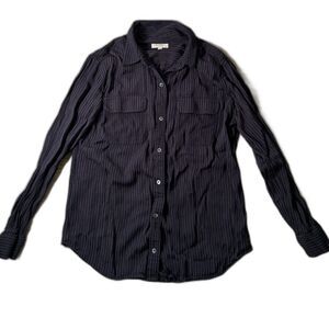 Equipment Femme Women's Navy Blue Striped Viscose Blouse